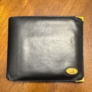Dunhill Black Leather Wallet with Gold Accents